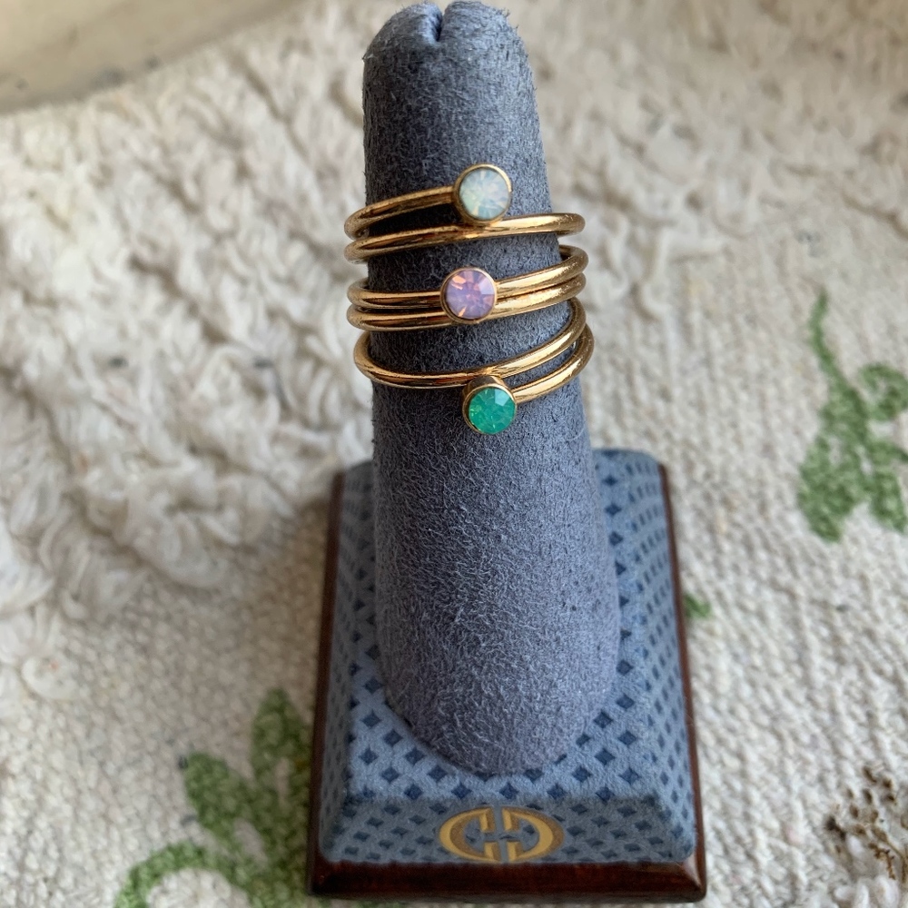 Two Crystal Rhinestone Multi Stacking Band Rings - Picture 3 of 8